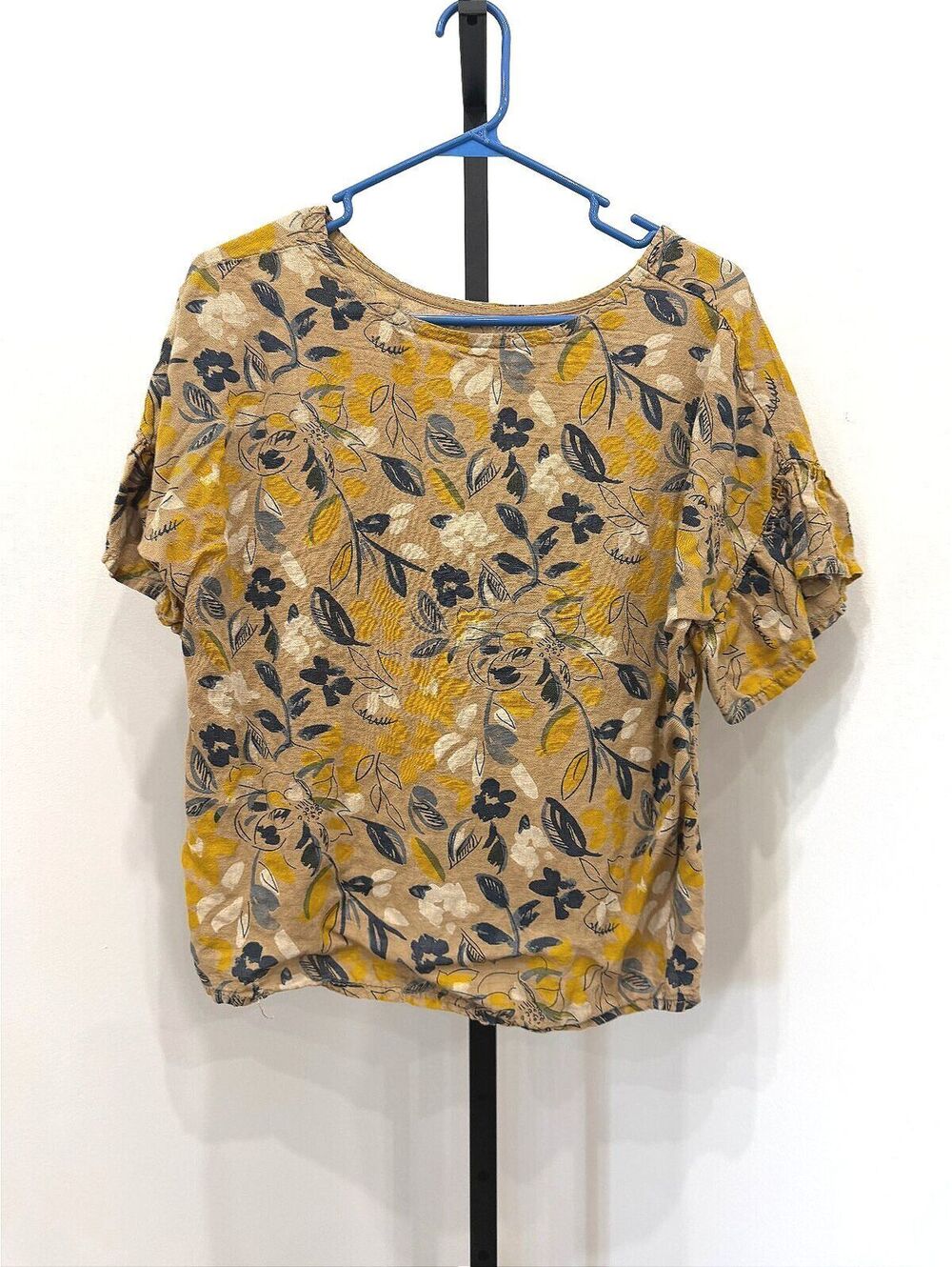 Elena Baldi Floral Pattern Short Sleeve Blouse Size S Made in Italy